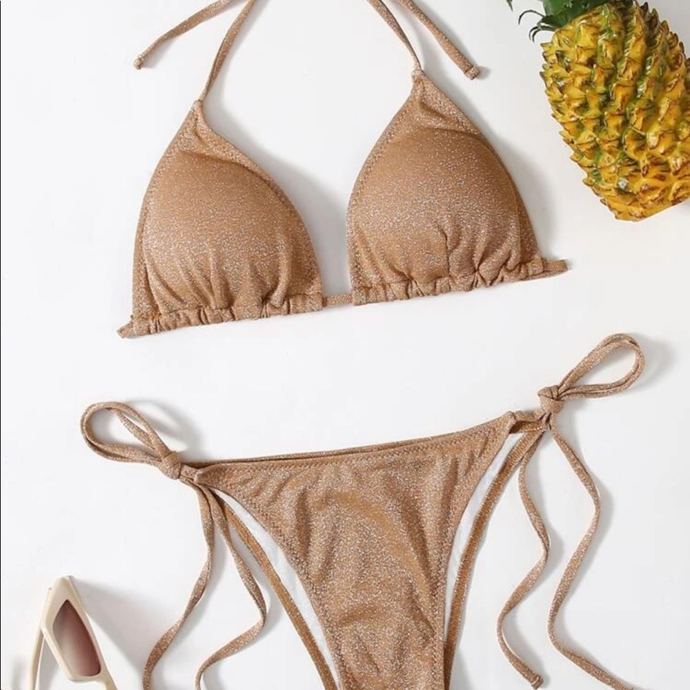 NEW!! Gold Shimmer Bathing suit size S